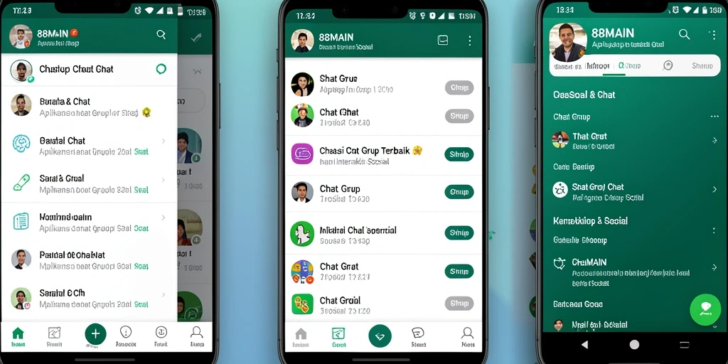 Antarmuka intuitif dari aplikasi Chat Grup 88MAIN yang menarik dan mudah digunakan.