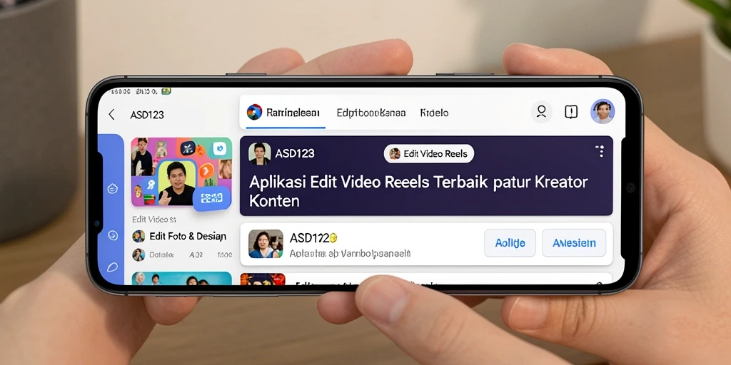 Tampilan antarmuka pengguna ASD123 yang menarik untuk Edit Video Reels.