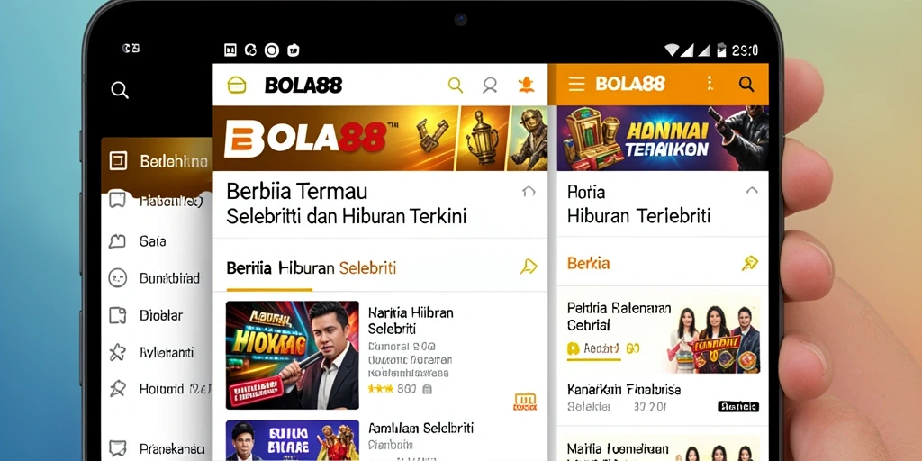 Antarmuka aplikasi BOLA88 menampilkan berita selebriti terkini yang menarik.