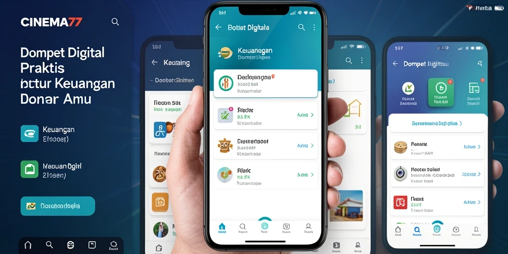 Tampilan antarmuka aplikasi Dompet Digital CINEMA77 yang sederhana dan intuitif.