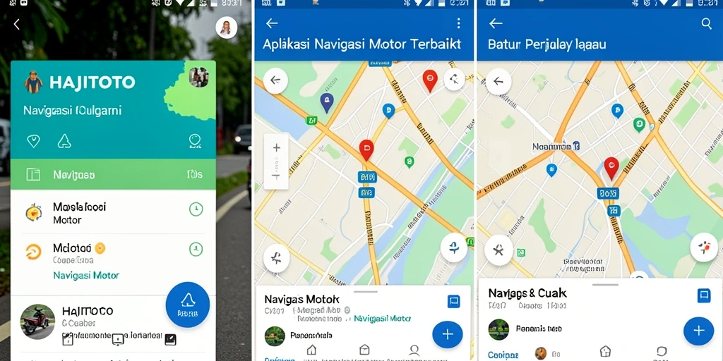Tampilan antarmuka HAJITOTO yang sederhana dan informatif untuk navigasi motor.