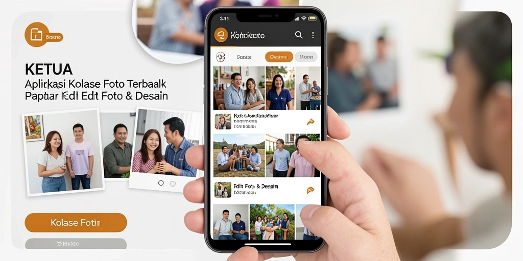 Antarmuka KETUA menampilkan berbagai fitur kolase foto yang menarik.