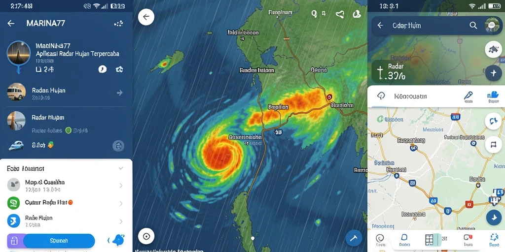 Tampilan antarmuka aplikasi MARINA77 yang menampilkan radar hujan secara real-time.