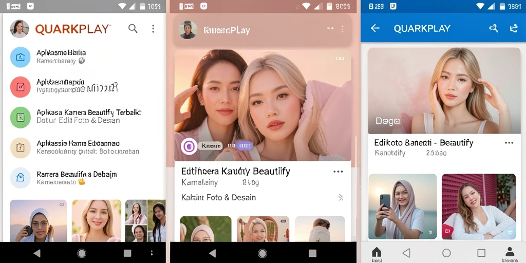 Antarmuka intuitif QUARKPLAY dengan berbagai pilihan editing foto.