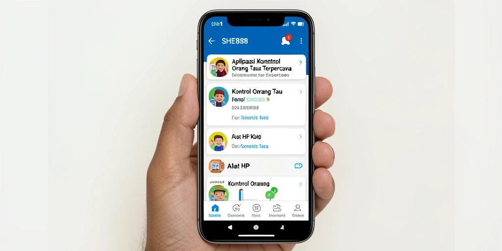 Tampilan antarmuka SHE888 yang intuitif untuk kontrol orang tua.