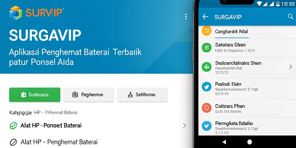 Antarmuka aplikasi SURGAVIP yang sederhana dan efektif untuk penghematan baterai.