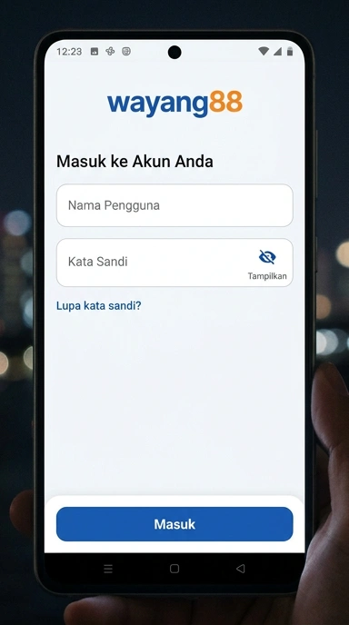 Halaman Masuk Akun wayang88 untuk Pengguna Android